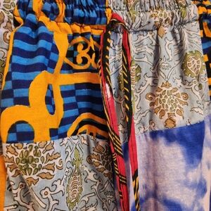 HANDCRAFTED ARTISAN SANTE FE HIPPIE FESTIVAL HAREM WIDE LEG PATCHWORK PANT MED